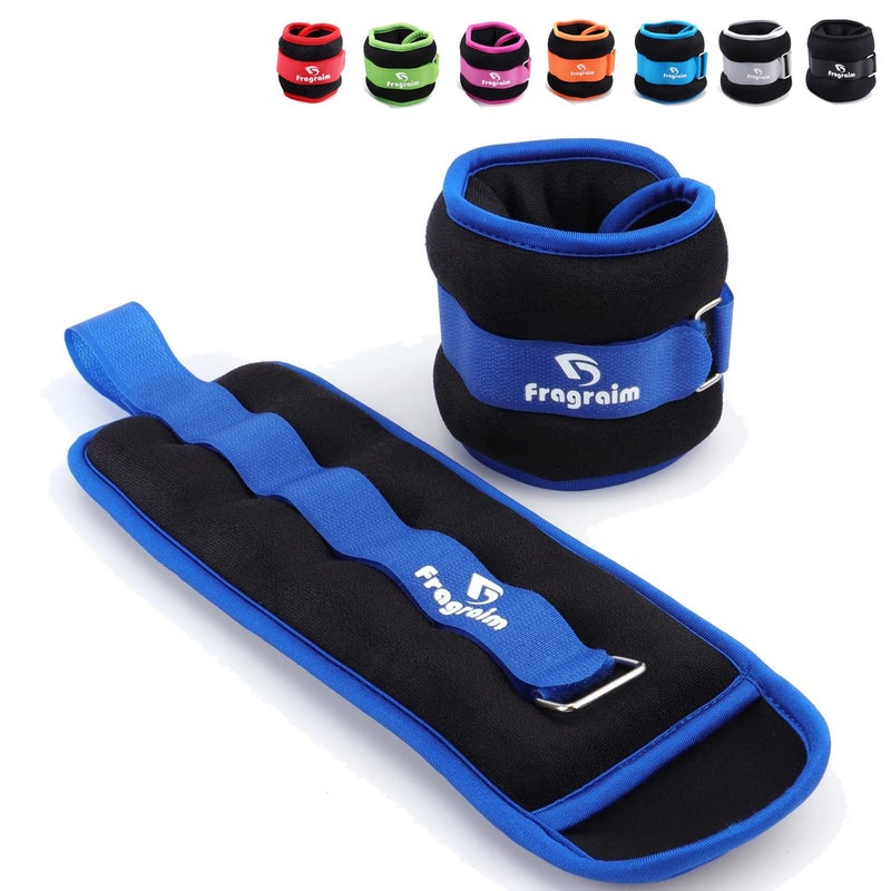 Fragraim Ankle Weights for Women, Men and Kids - 2 LBS x 2 Strength Training Wrist/Leg/Arm Weight with Adjustable Strap for Jogging, Gymnastics, Aerobics, Physical Therapy (Blue) - Image 1
